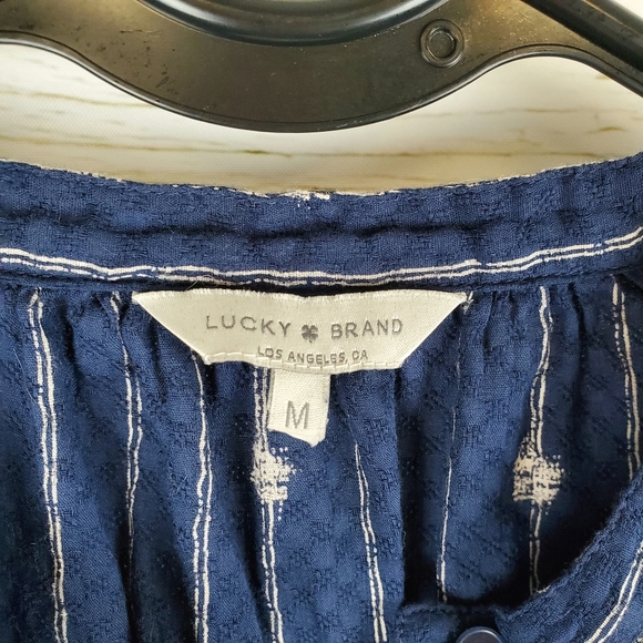 Lucky Brand Navy & Cream Print Blouse - Picture 3 of 4